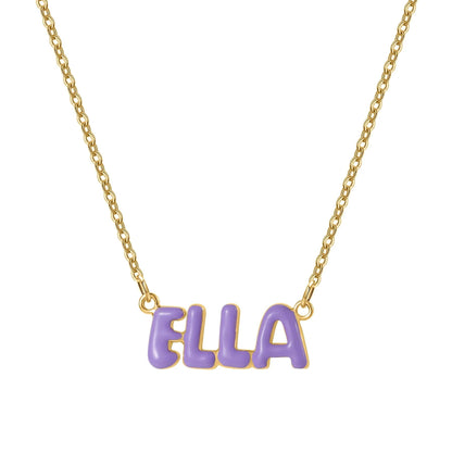 Pastel Bubble Name Necklace, Personalized Color Name Pendant