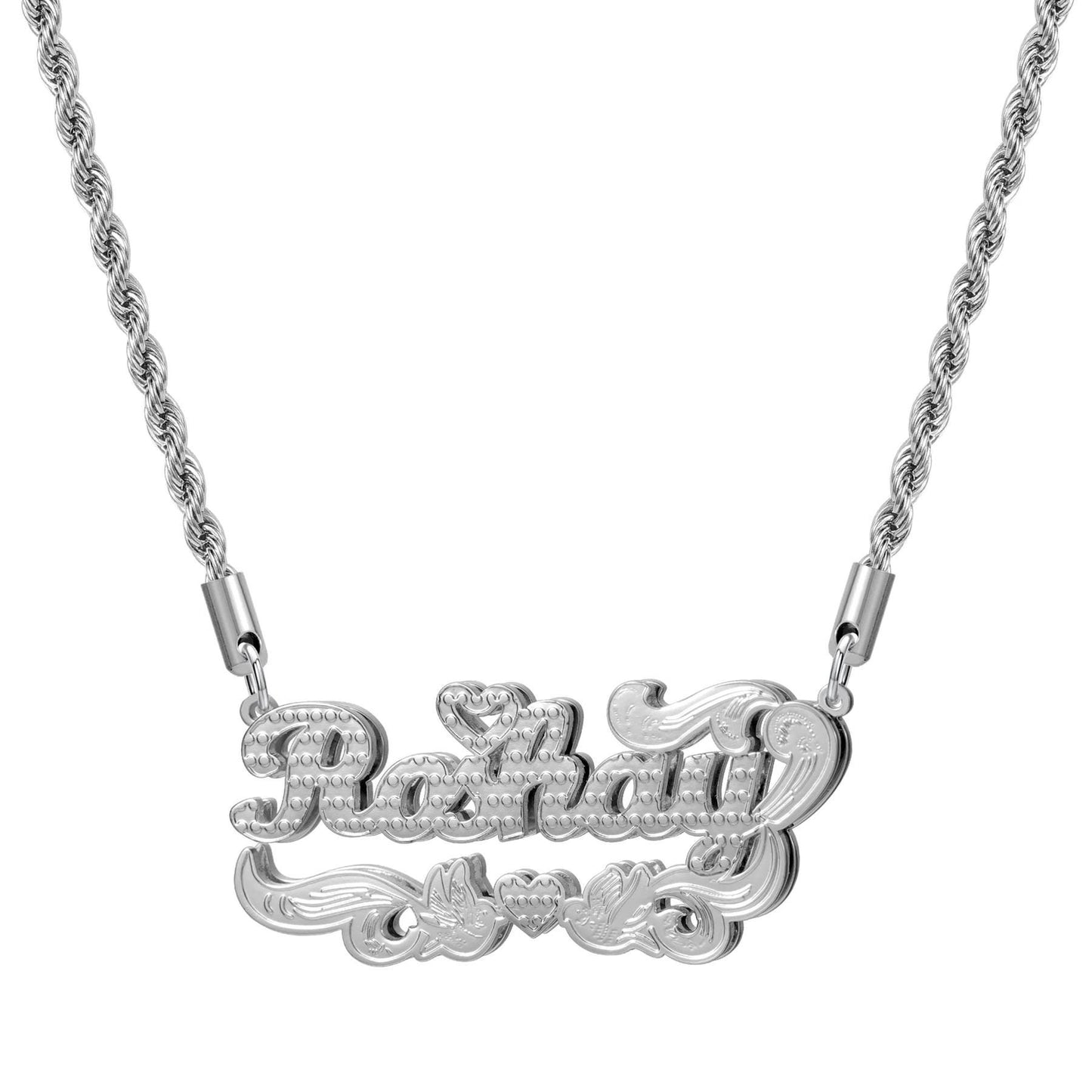Custom Name Necklace: Two Tone Gold Silver Romantic Valentine Jewelry