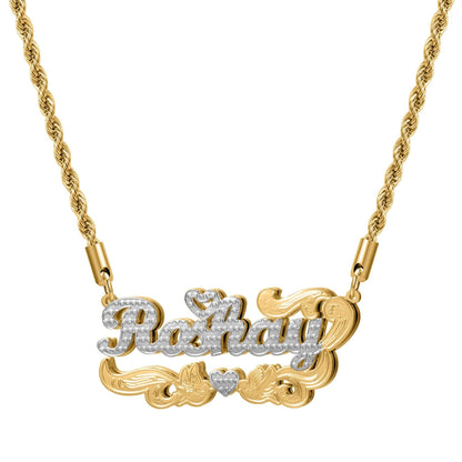 Custom Name Necklace: Two Tone Gold Silver Romantic Valentine Jewelry