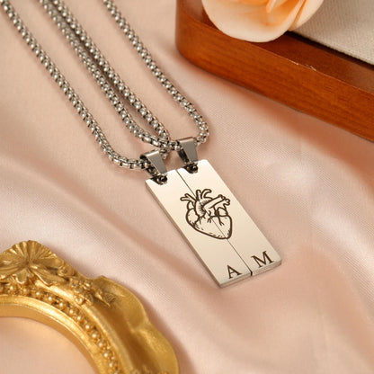 Couple Initial Necklace Set: Romantic Personalized Jewelry
