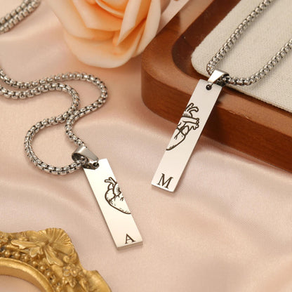 Couple Initial Necklace Set: Romantic Personalized Jewelry