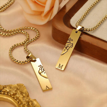 Couple Initial Necklace Set: Romantic Personalized Jewelry