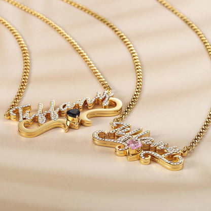 Birthstone Jewelry Necklace: Double Plated Custom Pendant