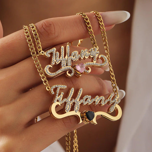 Birthstone Jewelry Necklace: Double Plated Custom Pendant