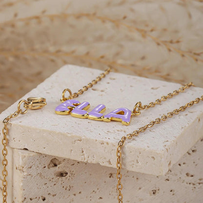Pastel Bubble Name Necklace, Personalized Color Name Pendant