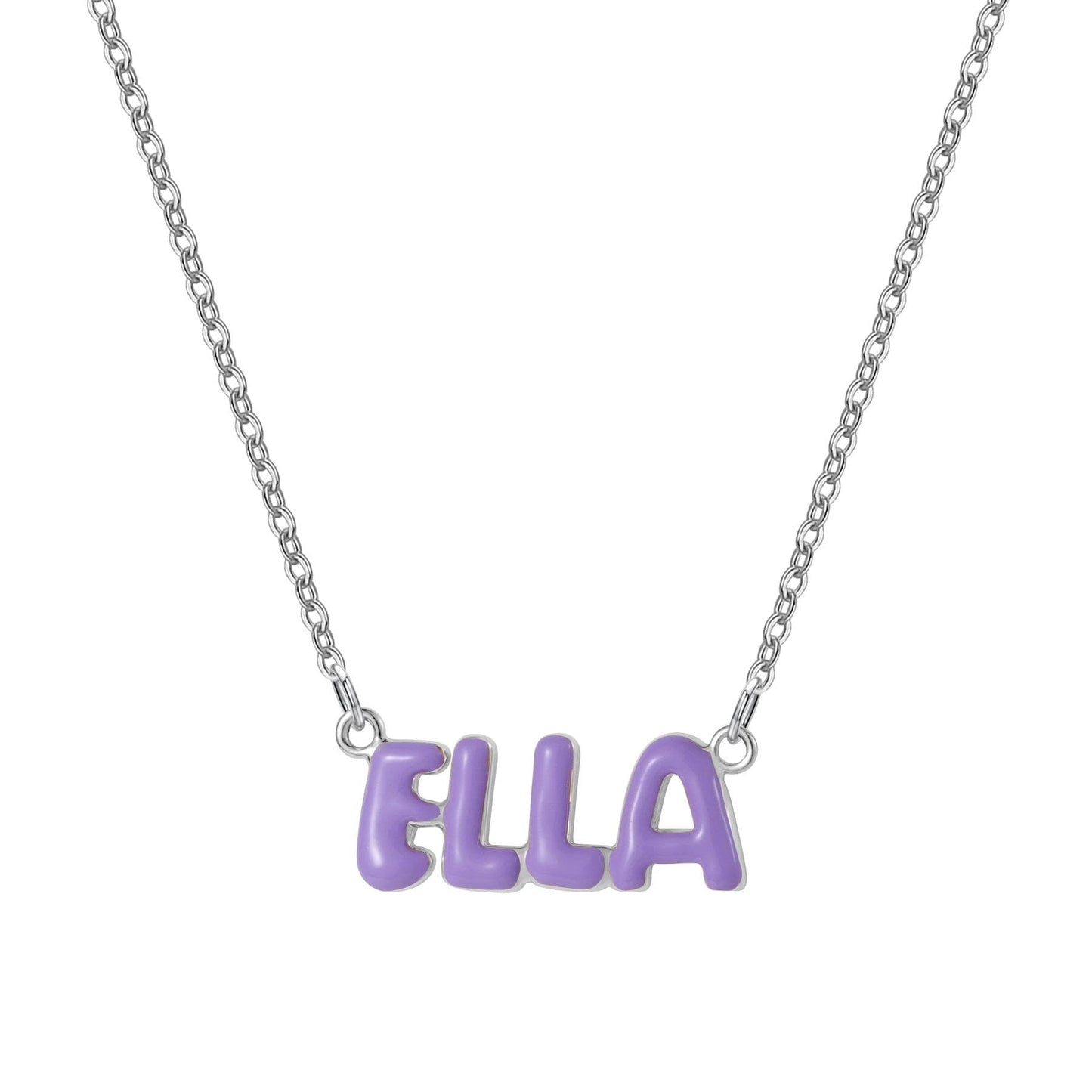 Pastel Bubble Name Necklace, Personalized Color Name Pendant
