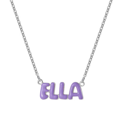 Pastel Bubble Name Necklace, Personalized Color Name Pendant