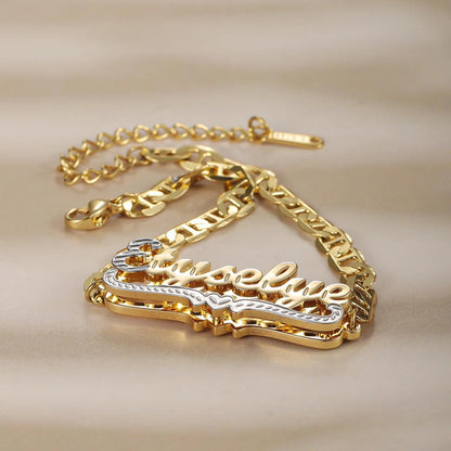 Personalized Name Necklace and Bracelet Set: Double-Plated Matching Jewelry