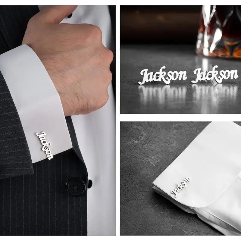 Custom Name Cufflinks for Groom, Groomsmen, Wedding Gift