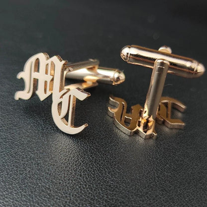 Bulk Custom Monogram Cufflinks, Personalized Groomsmen Gifts, Gold or Silver Initial Cuff Links