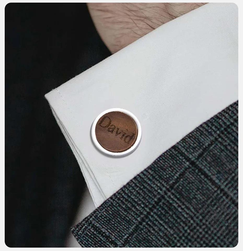 Engraved Wood Cufflinks: Custom Black or Silver Name Cufflinks, Gifts for Groomsmen