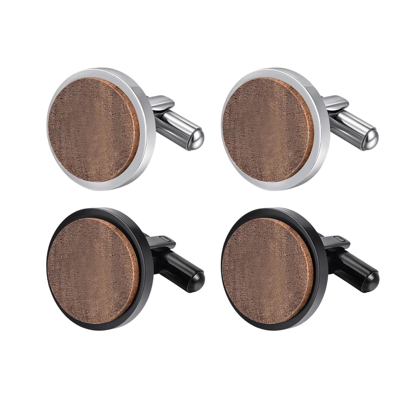 Engraved Wood Cufflinks: Custom Black or Silver Name Cufflinks, Gifts for Groomsmen