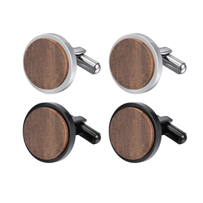 Engraved Wood Cufflinks: Custom Black or Silver Name Cufflinks, Gifts for Groomsmen