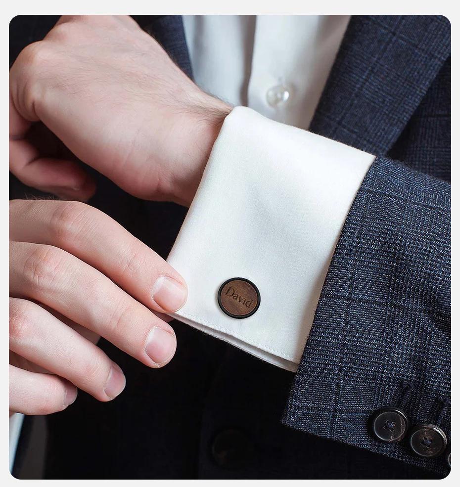 Engraved Wood Cufflinks: Custom Black or Silver Name Cufflinks, Gifts for Groomsmen