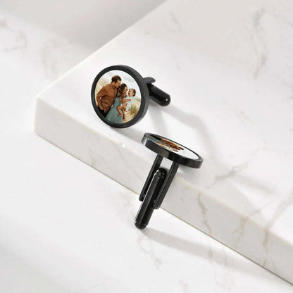 Personalized Cufflinks: Round photo cufflinks, custom gifts for Fathers Day, weddings, groomsmen