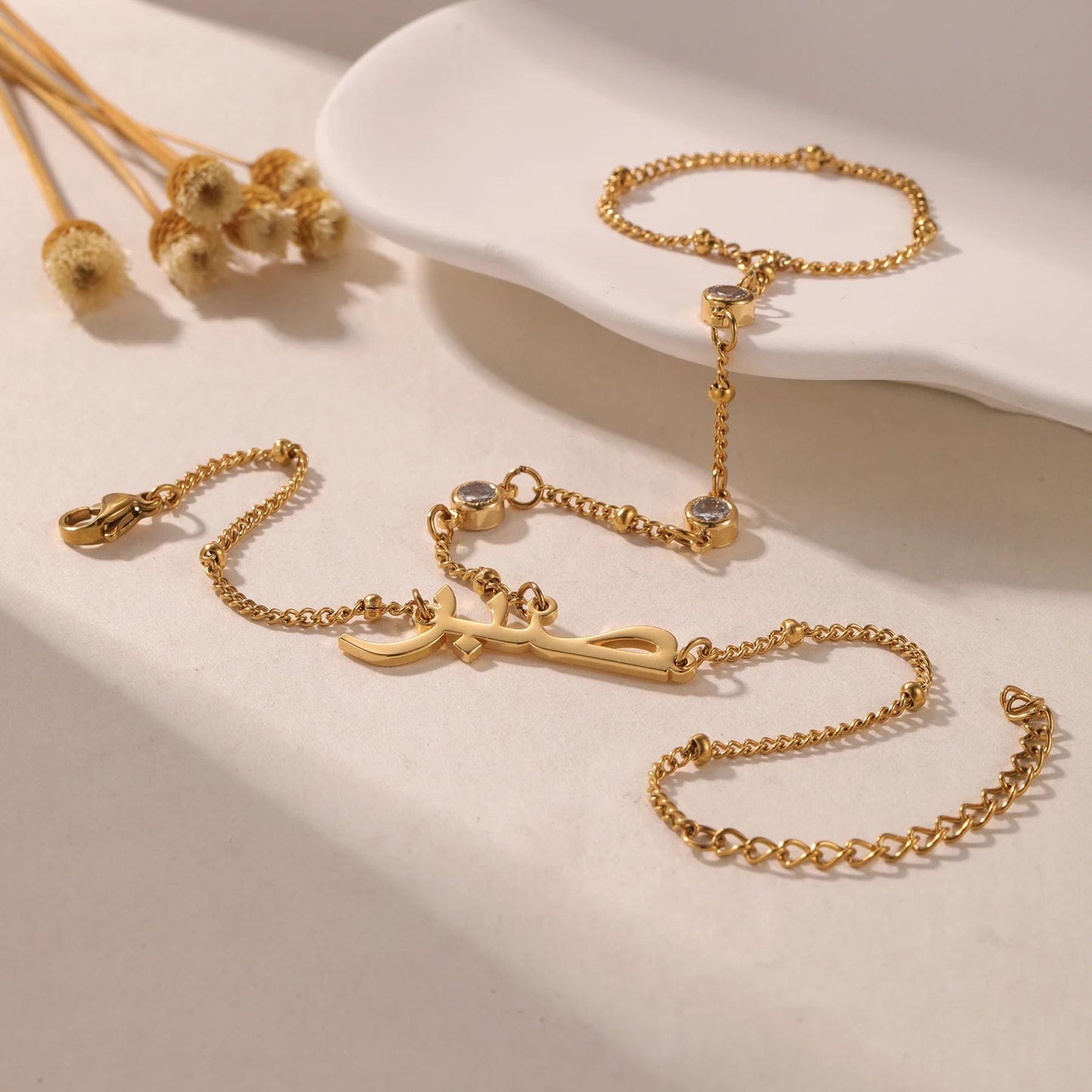 Hand Chain Bracelet: Personalized Arabic Jewelry
