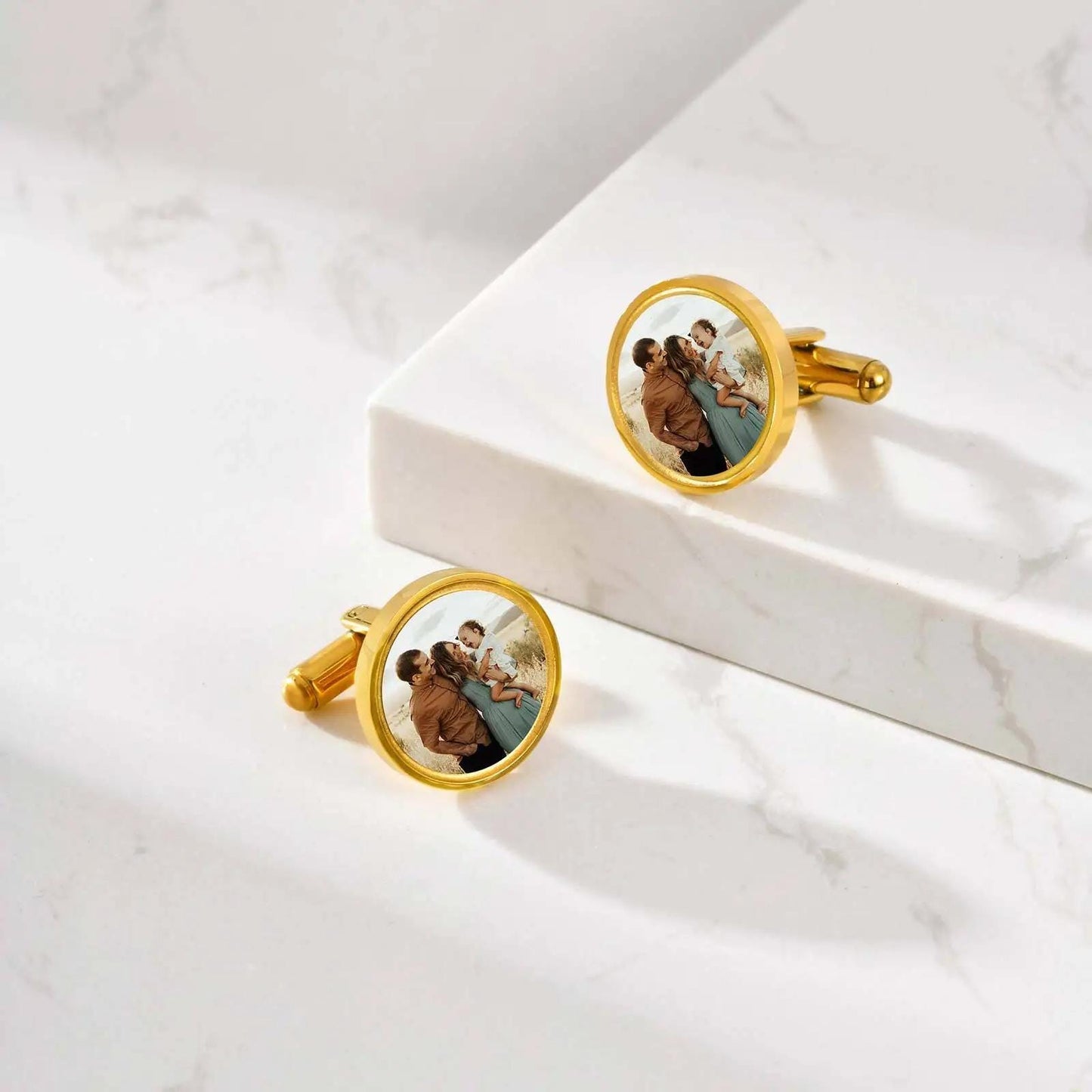 Personalized Cufflinks: Round photo cufflinks, custom gifts for Fathers Day, weddings, groomsmen