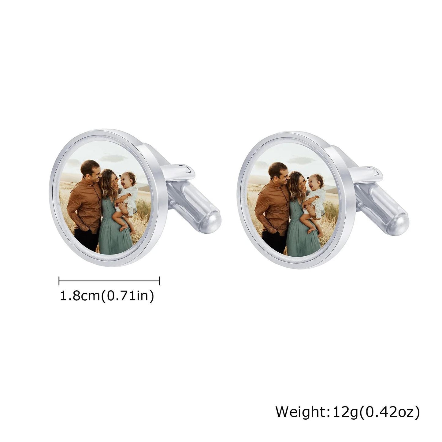 Personalized Cufflinks: Round photo cufflinks, custom gifts for Fathers Day, weddings, groomsmen