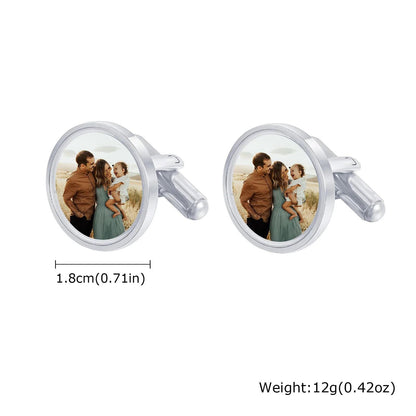 Personalized Cufflinks: Round photo cufflinks, custom gifts for Fathers Day, weddings, groomsmen