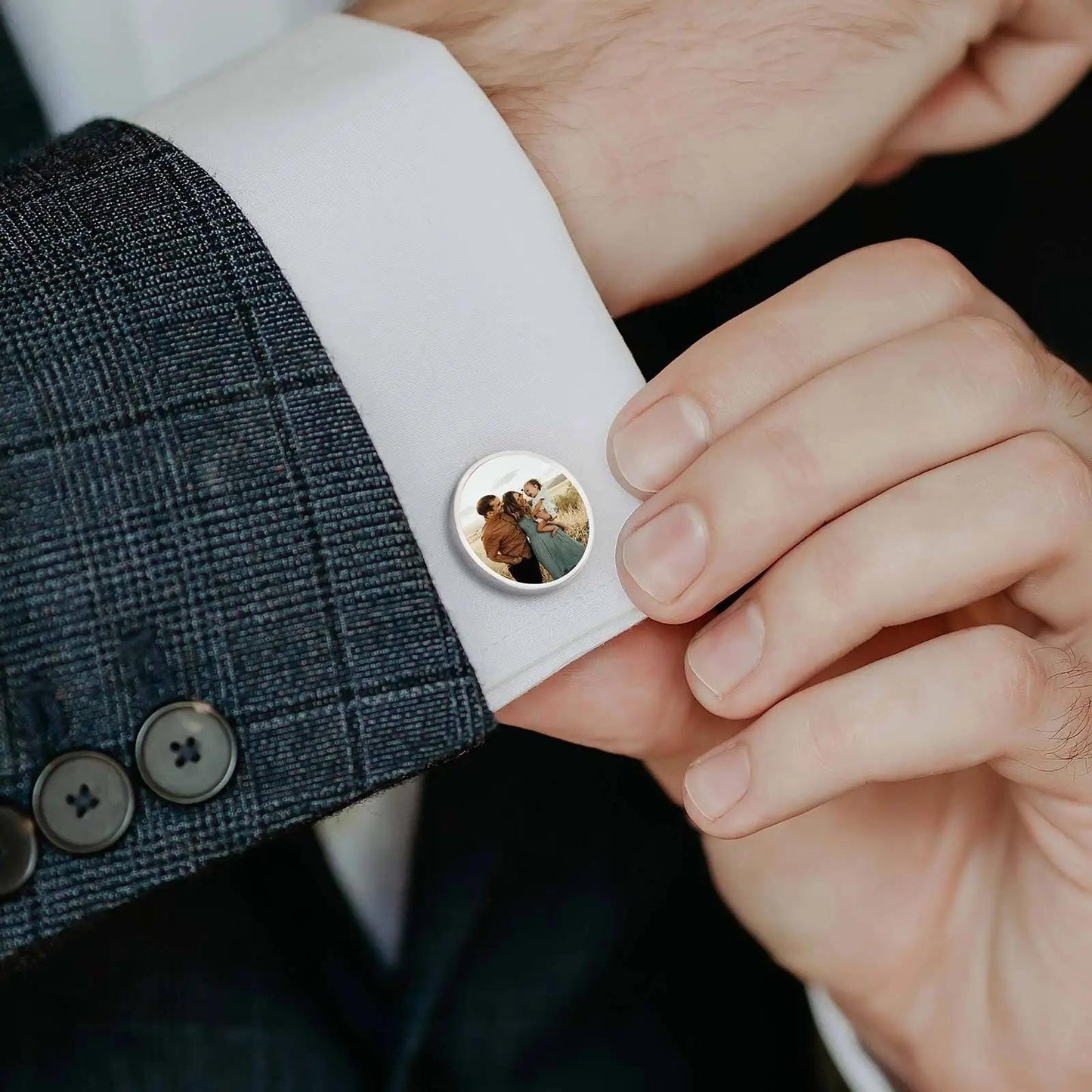 Personalized Cufflinks: Round photo cufflinks, custom gifts for Fathers Day, weddings, groomsmen