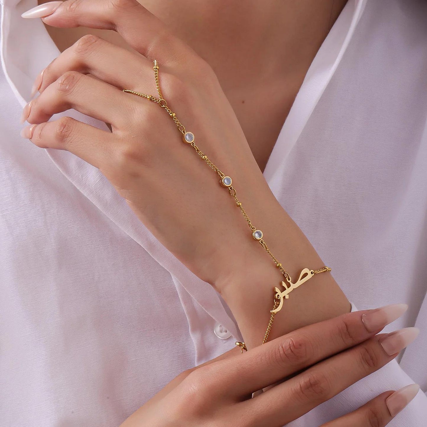 Hand Chain Bracelet: Personalized Arabic Jewelry