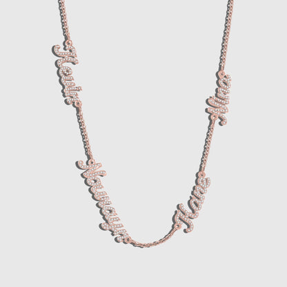Family Name Necklace Gold: Multiple Names, Custom CZ Necklace