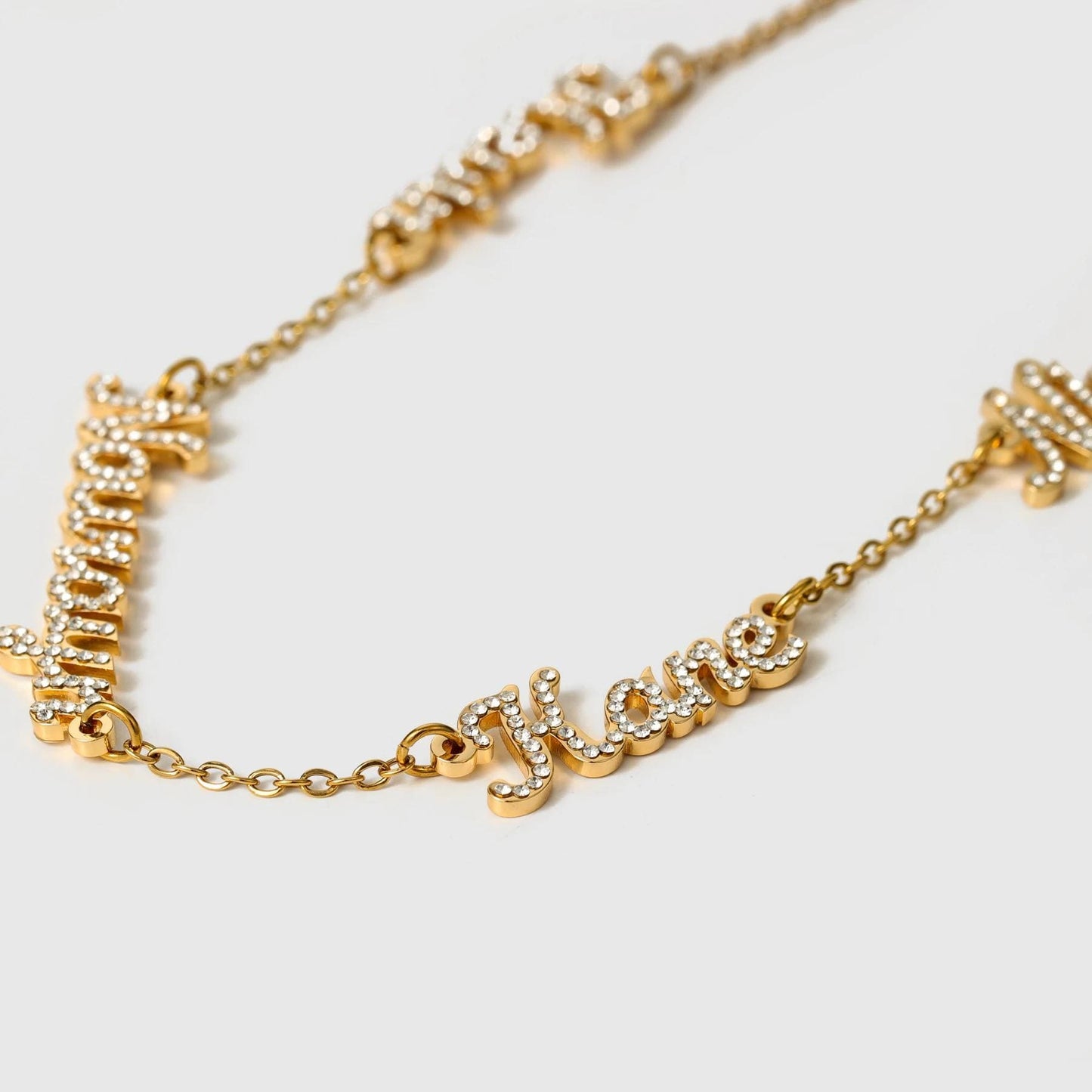 Family Name Necklace Gold: Multiple Names, Custom CZ Necklace