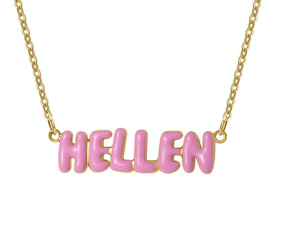 Pastel Bubble Name Necklace, Personalized Color Name Pendant