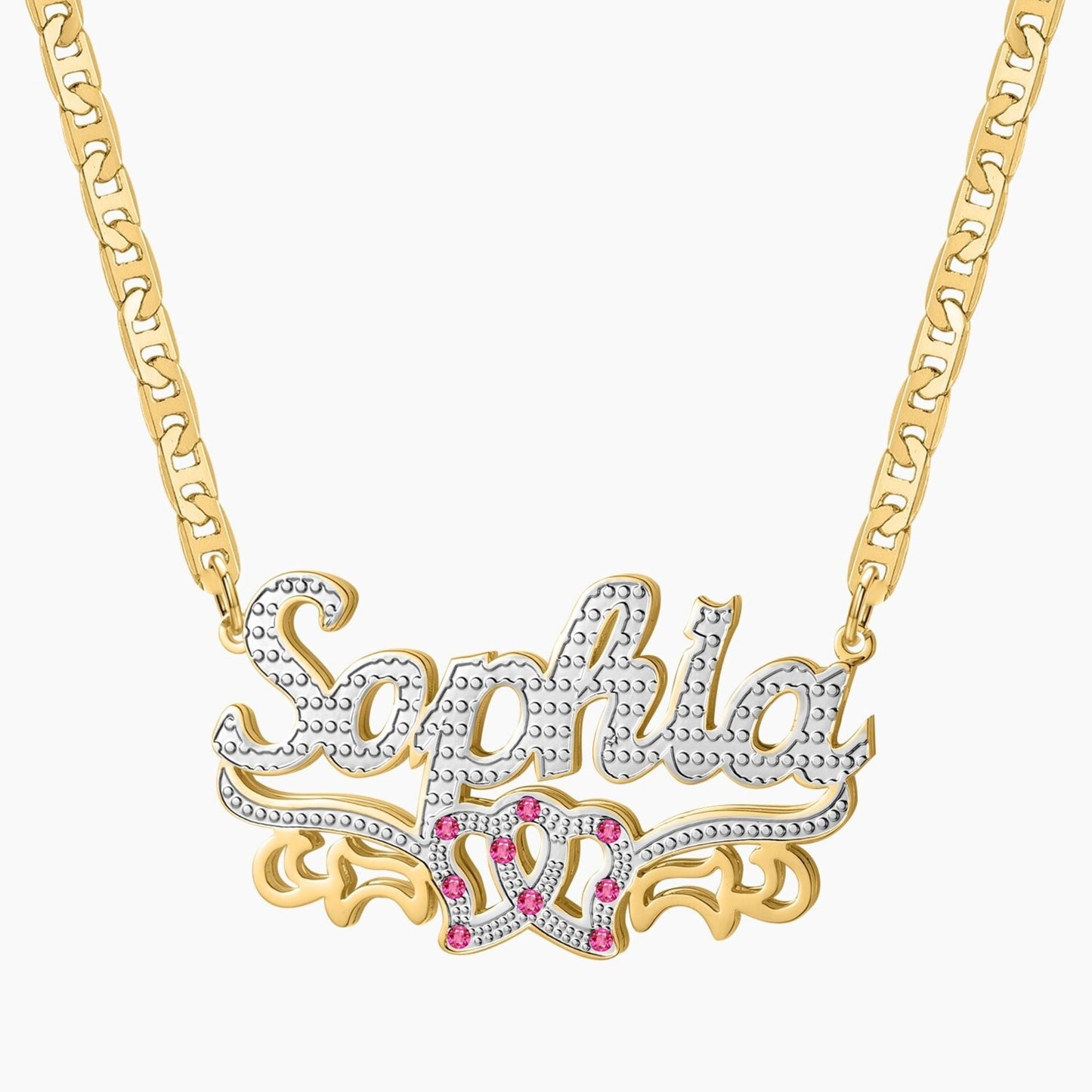 Double Plated Name Necklace: Custom Birthstone, Non Tarnish Jewelry
