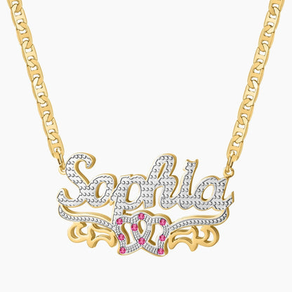Double Plated Name Necklace: Custom Birthstone, Non Tarnish Jewelry