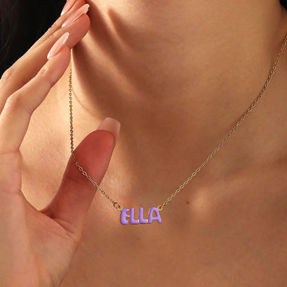 Pastel Bubble Name Necklace, Personalized Color Name Pendant