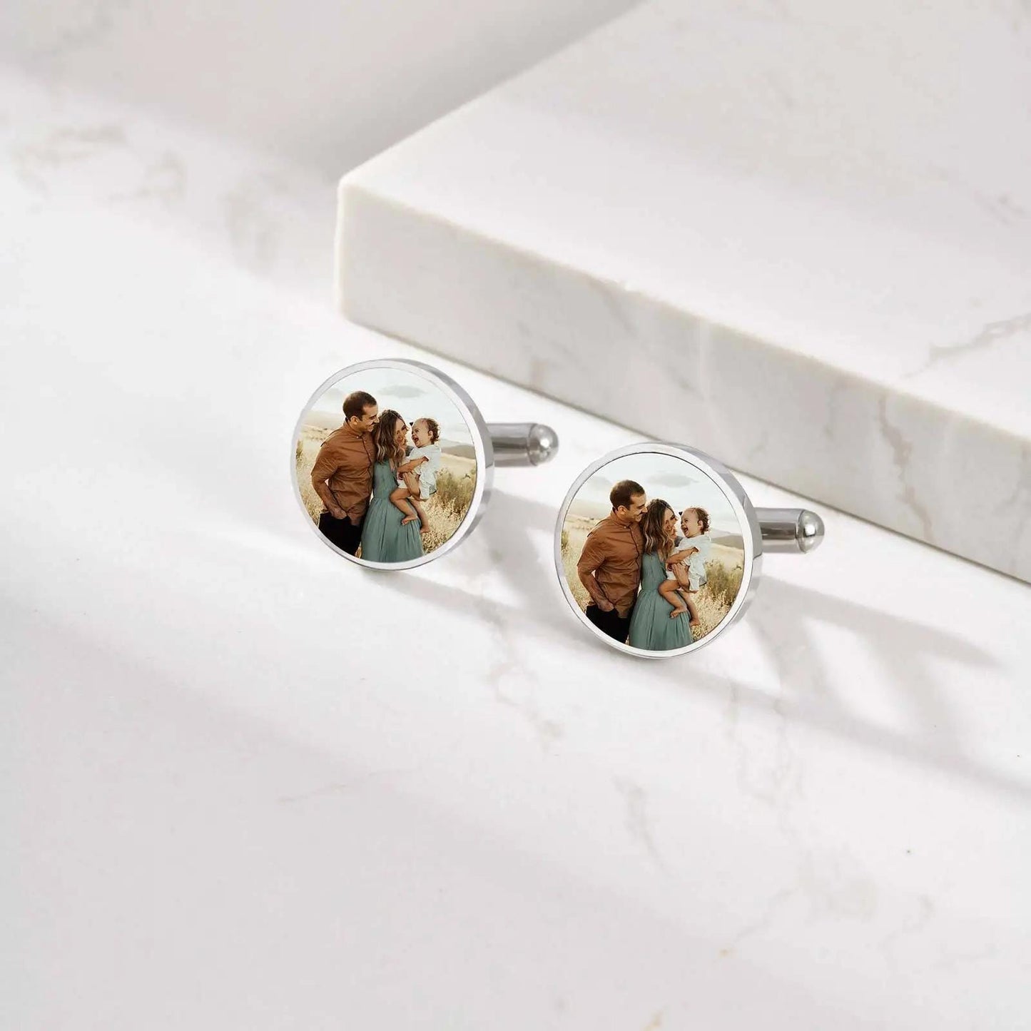 Personalized Cufflinks: Round photo cufflinks, custom gifts for Fathers Day, weddings, groomsmen