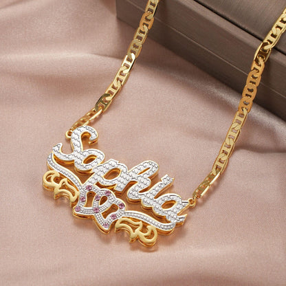 Double Plated Name Necklace: Custom Birthstone, Non Tarnish Jewelry