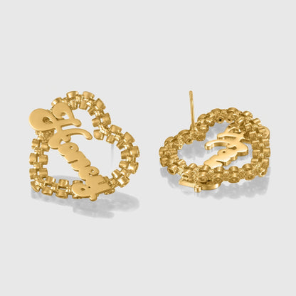 Custom Name Earrings: Personalized Heart Hoop Earrings, Gift for Her