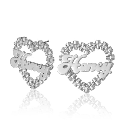 Custom Name Earrings: Personalized Heart Hoop Earrings, Gift for Her