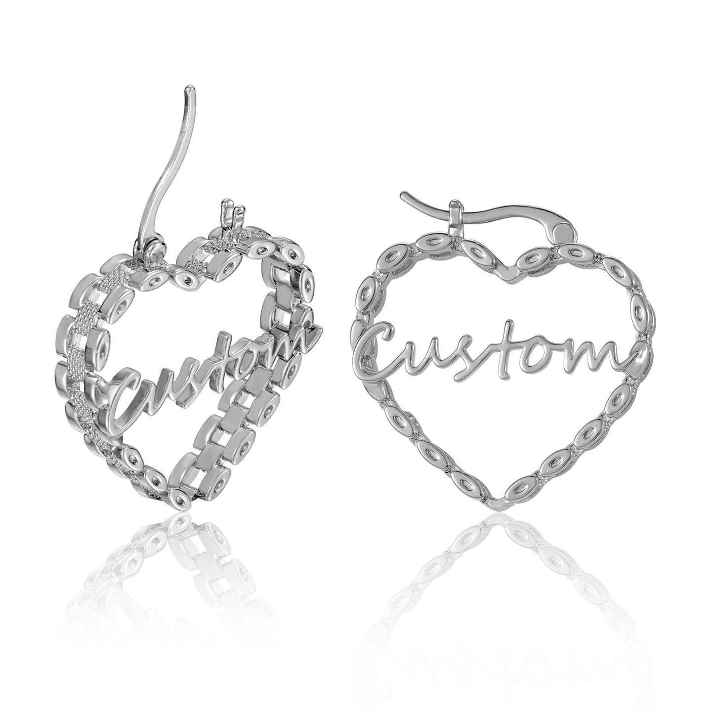 Custom Heart Name Earrings: Personalized Gold, Silver, Rose Gold Stainless Steel