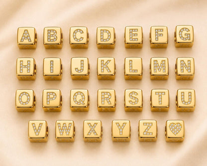 Custom Name Bracelet: Personalized Letter Bracelet, Gold Stainless Steel Bead Jewelry