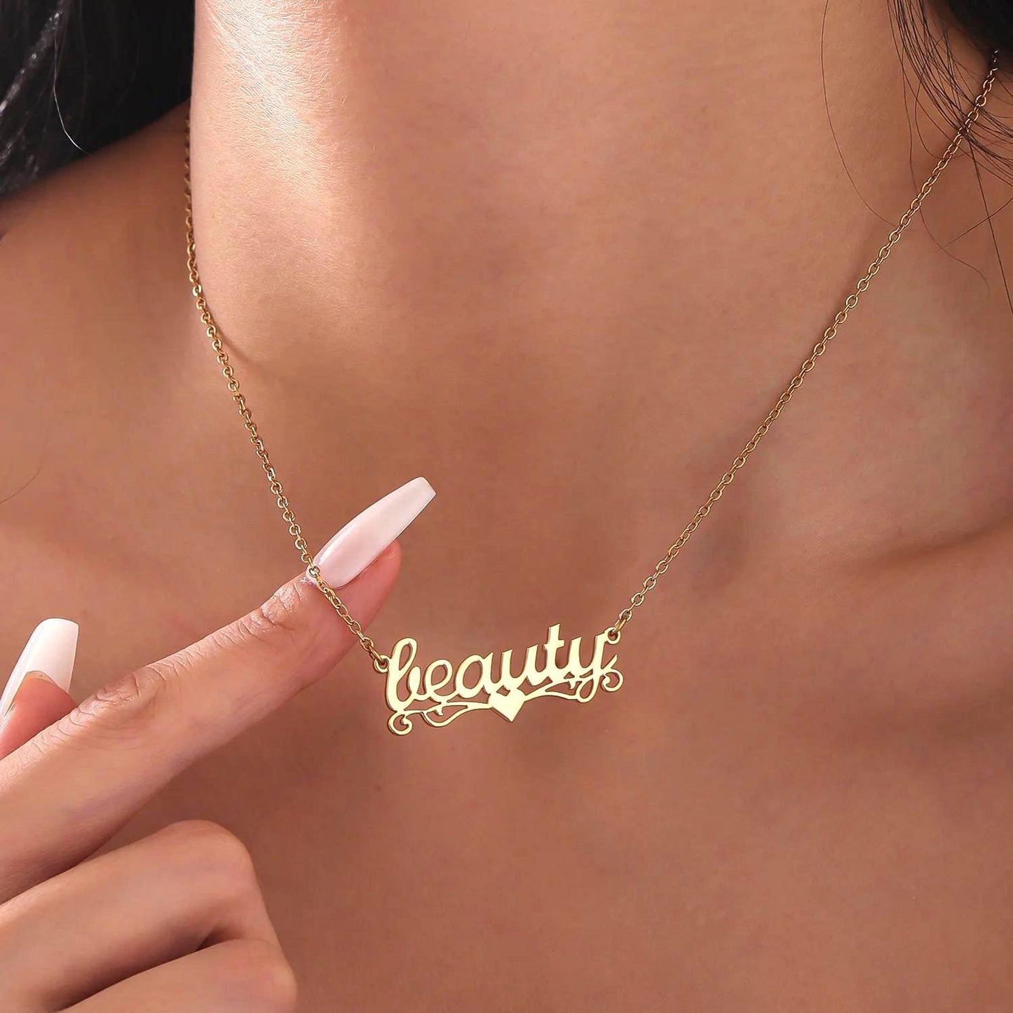 Custom Name Necklace: Elegant Script, Stainless Steel Jewelry Gift
