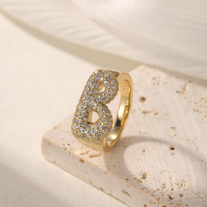 Bubble Initial Ring: Custom Personalized CZ or Plain Letter Ring Stainless Steel