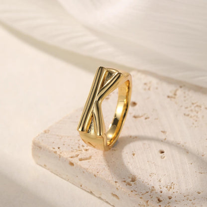 Bubble Initial Ring: Custom Personalized CZ or Plain Letter Ring Stainless Steel