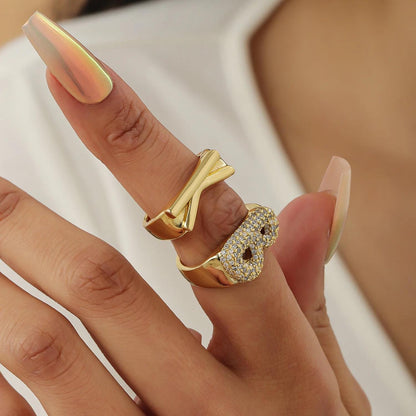 Bubble Initial Ring: Custom Personalized CZ or Plain Letter Ring Stainless Steel