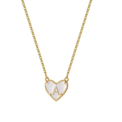 Heart Initial Necklace: Custom Personalized Enamel Letter Necklace Stainless Steel