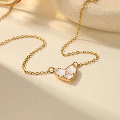 Heart Initial Necklace: Custom Personalized Enamel Letter Necklace Stainless Steel