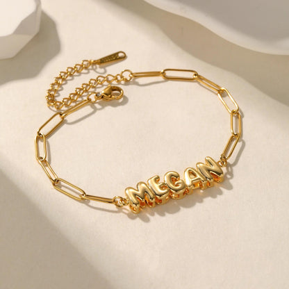 Name Bracelet: Custom Personalized Paperclip Bubble Bracelet Gold Silver Stainless Steel