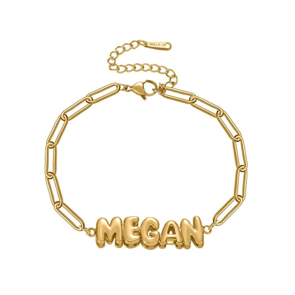 Name Bracelet: Custom Personalized Paperclip Bubble Bracelet Gold Silver Stainless Steel