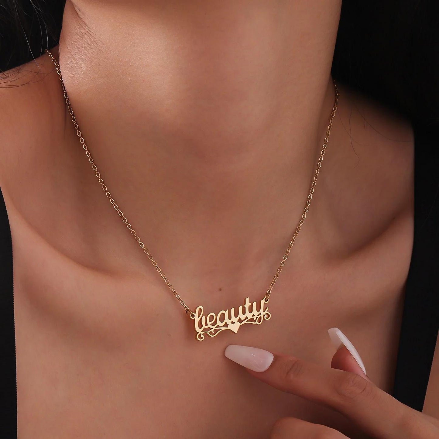 Custom Name Necklace: Elegant Script, Stainless Steel Jewelry Gift