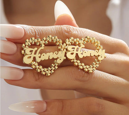 Custom Name Earrings: Personalized Heart Hoop Earrings, Gift for Her