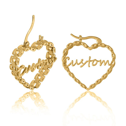 Custom Heart Name Earrings: Personalized Gold, Silver, Rose Gold Stainless Steel