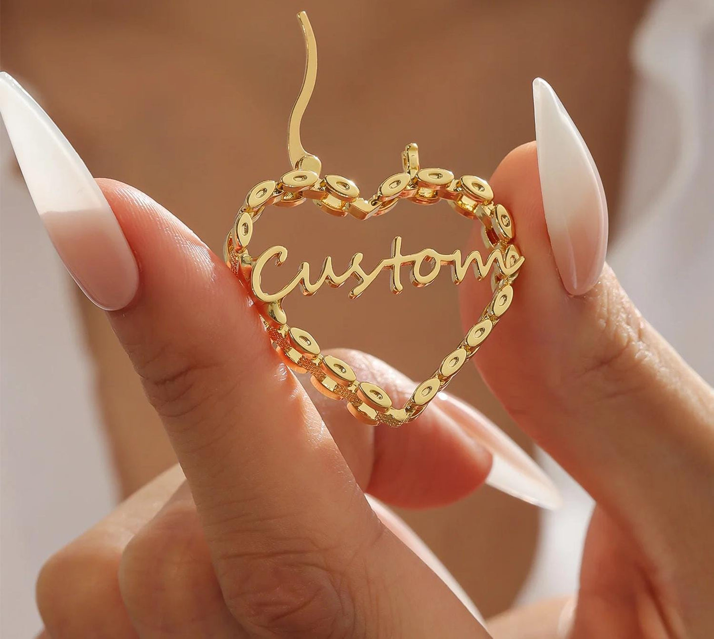 Custom Heart Name Earrings: Personalized Gold, Silver, Rose Gold Stainless Steel