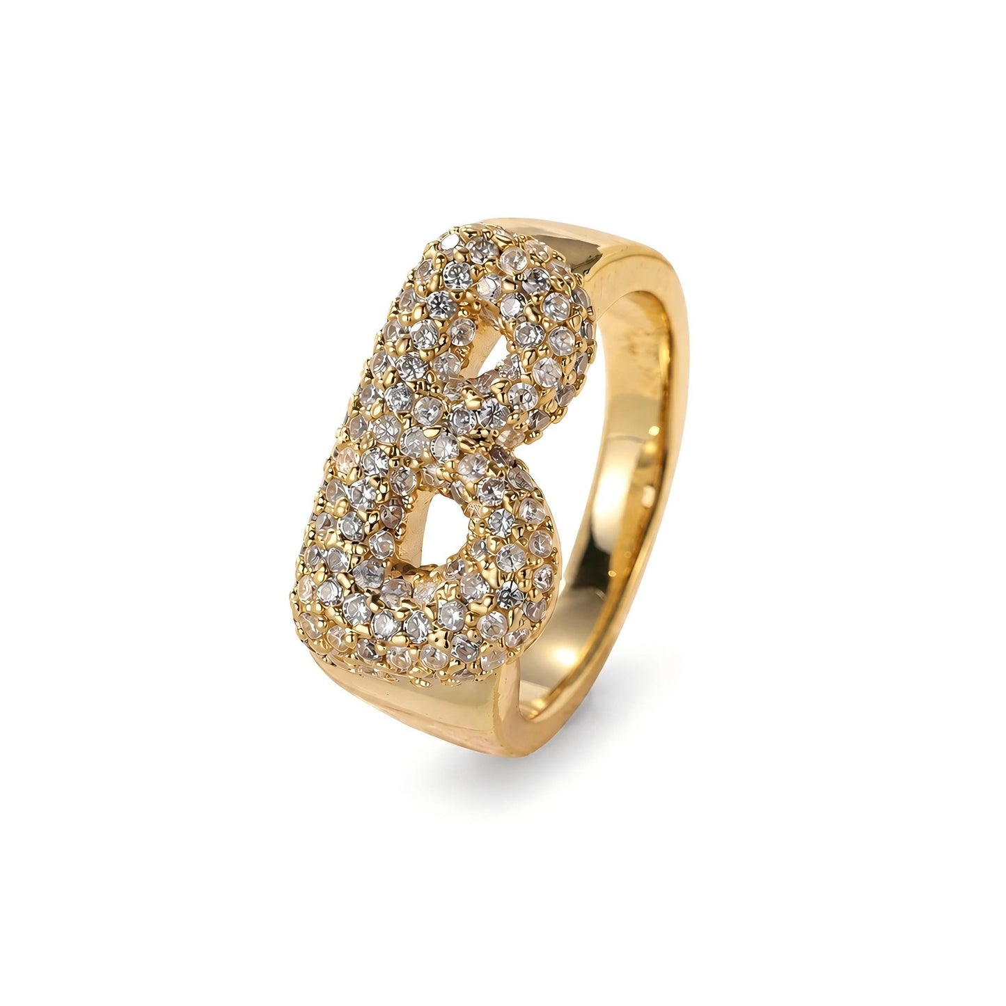 Bubble Initial Ring: Custom Personalized CZ or Plain Letter Ring Stainless Steel